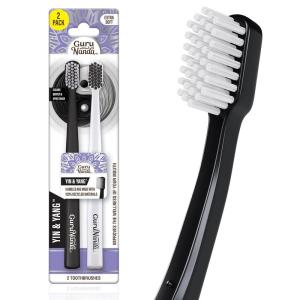 GuruNanda Yin & Yang Toothbrush with Extra Soft Bristles, Promotes Gentle, Balanced Oral Hygiene for a Brighter & Happier Smile, Eco Friendly, BPA Free, 2 Count