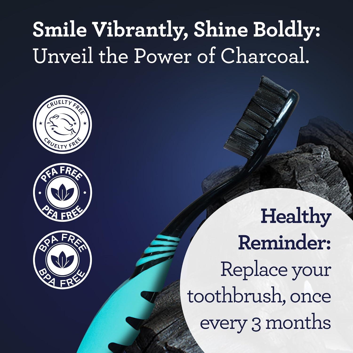 imageGuruNanda Charcoal Infused Toothbrush Soft Charcoal Bristles Helps Clean Plaque Whitens Teeth and Aids in Fresh Breath BPAFree Brush for Adults ampamp Kids 6 CountToothbrush