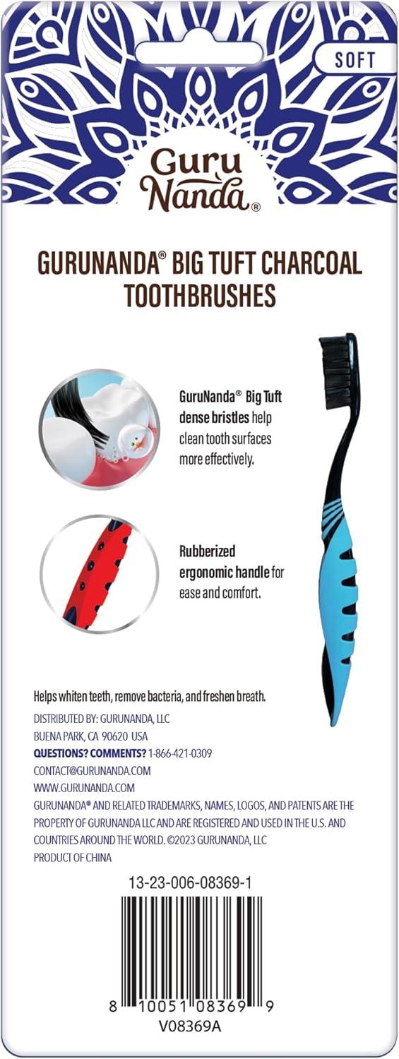 imageGuruNanda Charcoal Infused Toothbrush Soft Charcoal Bristles Helps Clean Plaque Whitens Teeth and Aids in Fresh Breath BPAFree Brush for Adults ampamp Kids 6 CountToothbrush