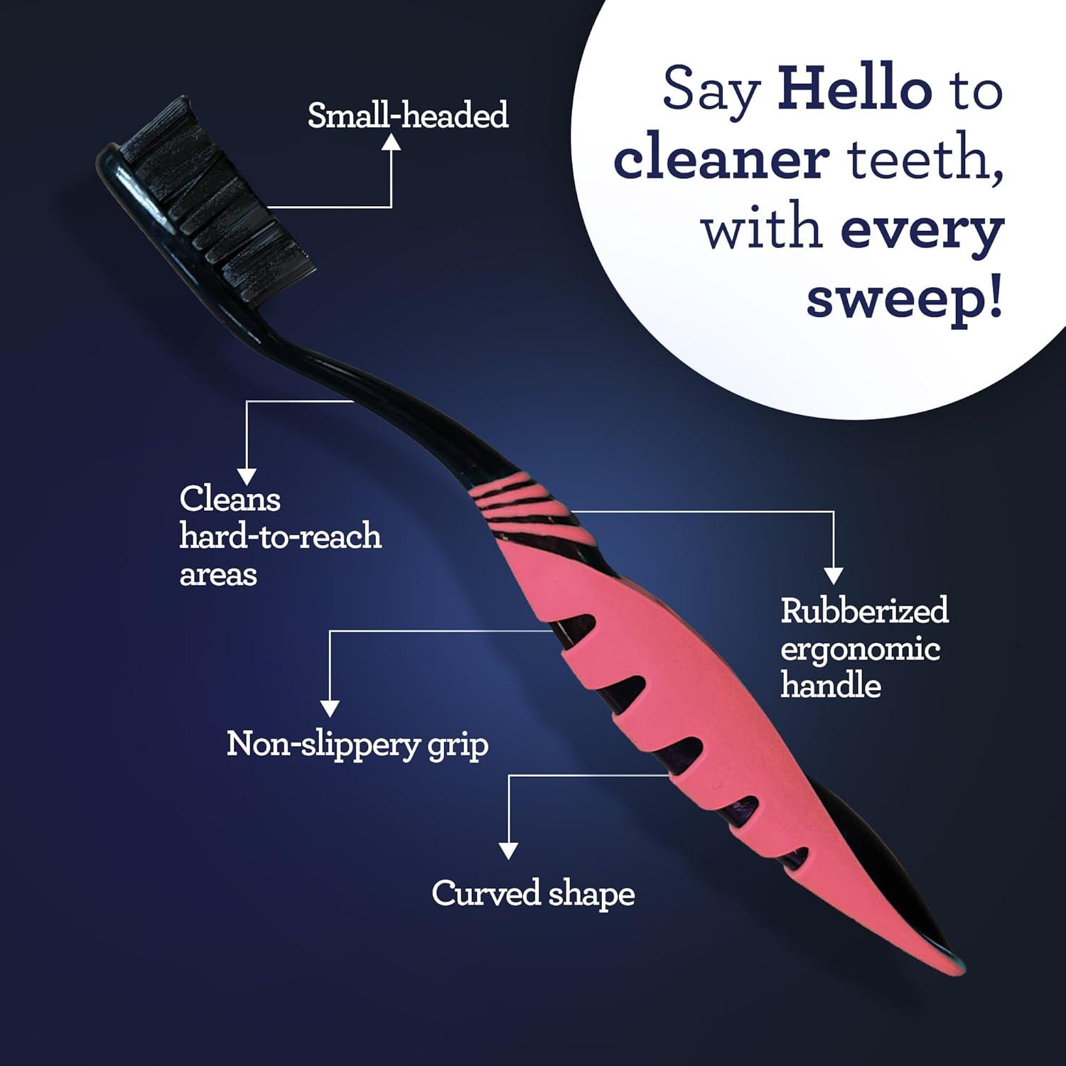 imageGuruNanda Charcoal Infused Toothbrush Soft Charcoal Bristles Helps Clean Plaque Whitens Teeth and Aids in Fresh Breath BPAFree Brush for Adults ampamp Kids 6 CountToothbrush