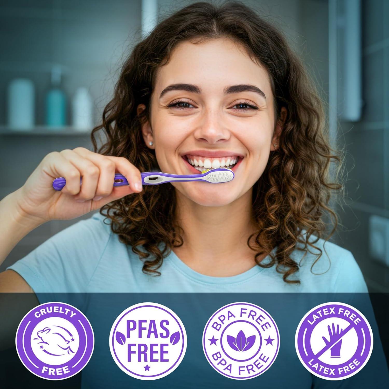 imageGuruNanda Silent Force ToothbrushBig Tuft Bristles for Deep Cleaning ampamp Thorough Plaque Removal Gentle on Teeth ampamp Gums Ergonomic Handle EcoFriendly BPAFree 2 Count