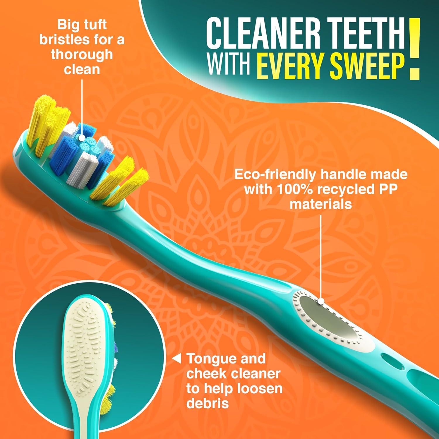 imageGuruNanda Silent Force ToothbrushBig Tuft Bristles for Deep Cleaning ampamp Thorough Plaque Removal Gentle on Teeth ampamp Gums Ergonomic Handle EcoFriendly BPAFree 2 Count