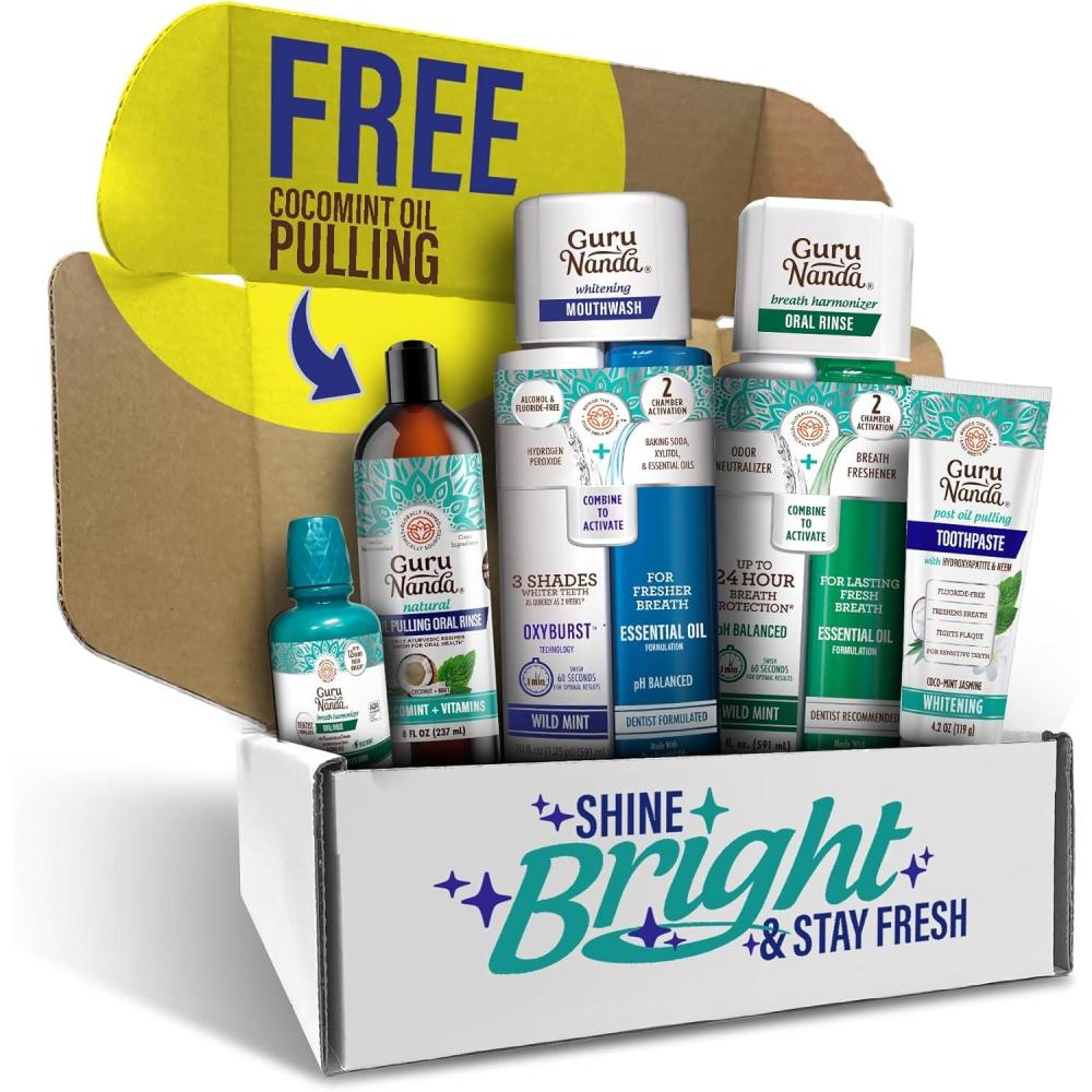 imageGuruNanda Shine Bright Stay Fresh Dual Barrel Whitening ampamp Breath Harmonizer Mouthwash ampamp Neem Toothpaste for LongLasting Fresh Breath ampamp Teeth Whitening
