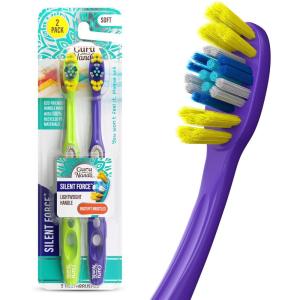 GuruNanda Silent Force Toothbrush—Big Tuft Bristles for Deep Cleaning & Thorough Plaque Removal, Gentle on Teeth & Gums, Ergonomic Handle, Eco-Friendly, BPA-Free, 2 Count
