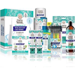 GuruNanda 7-Step Regimen 2.0 for Complete Oral Care Routine–CocoMint Oil Pulling, Dual Barrel Mouthwash, Hydroxyapatite Toothpaste, Whitening Strips, Lion & Lamb 2.0, BOG Toothbrush & Tongue Scrapers