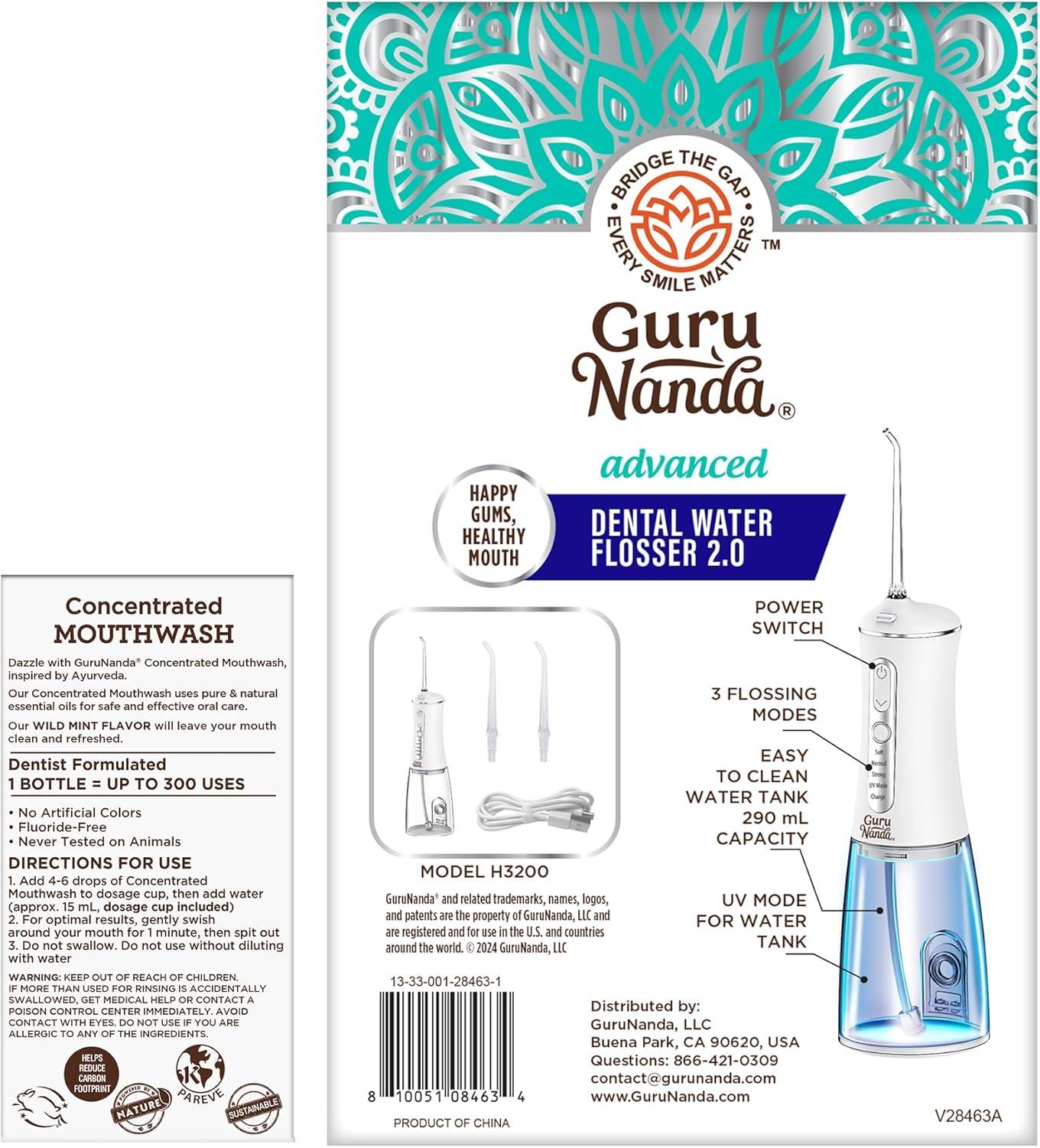 imageGuruNanda Advanced Water Flosser 20 with UV Mode ampamp Concentrated Mouthwash Duo Fresh Breath ampamp Thorough Plaque Removal for a Brighter SmileMulticolor