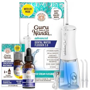 GuruNanda Advanced Water Flosser 2.0 with UV Mode & Concentrated Mouthwash Duo – Fresh Breath & Thorough Plaque Removal for a Brighter Smile(Multicolor)