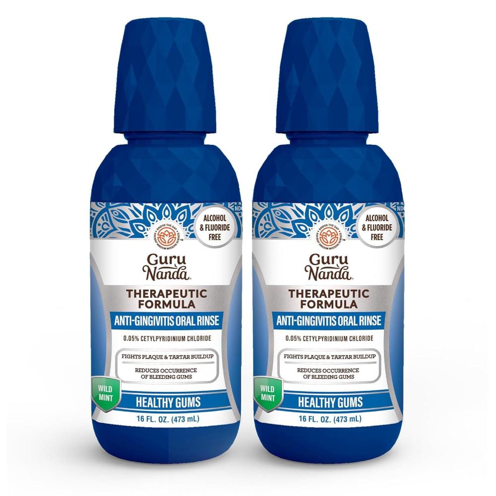 imageGuruNanda Therapeutic Formula AntiGingivitis Oral Rinse Mouthwash with 005 CPC for Healthy Gums  16 oz  2 Pack