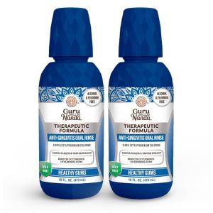 GuruNanda Therapeutic Formula Anti-Gingivitis Oral Rinse Mouthwash with 0.05% CPC for Healthy Gums – 16 oz – 2 Pack