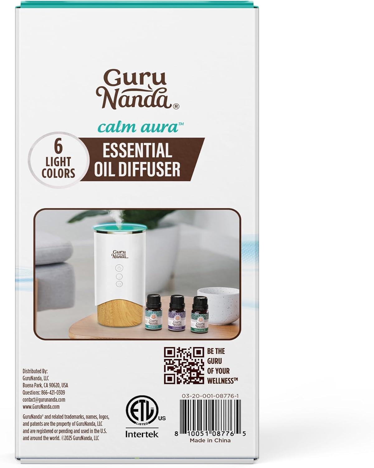 imageGuruNanda Calm Aura Essential Oil Diffuser Sleek Modern Aromatherapy Diffuser with Turbo ampamp Mist Modes Auto ShutOff Safety Covers 250 Sq Ft 100 ml