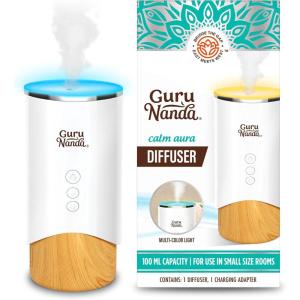 GuruNanda Calm Aura Essential Oil Diffuser, Sleek Modern Aromatherapy Diffuser with Turbo & Mist Modes, Auto Shut-Off Safety, Covers 250 Sq Ft, 100 ml