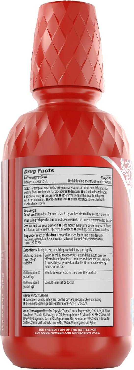 imageGuruNanda Therapeutic Formula AntiSore Oral Rinse with 15 Hydrogen Peroxide Alcohol amp Fluoride Free Mouthwash for Oral Irritation Relief Winter Mint Flavor 16 fl oz16 Fl Oz Pack of 1