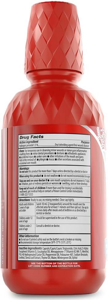 imageGuruNanda Therapeutic Formula AntiSore Oral Rinse with 15 Hydrogen Peroxide Alcohol amp Fluoride Free Mouthwash for Oral Irritation Relief Winter Mint Flavor 16 fl oz16 Fl Oz Pack of 2