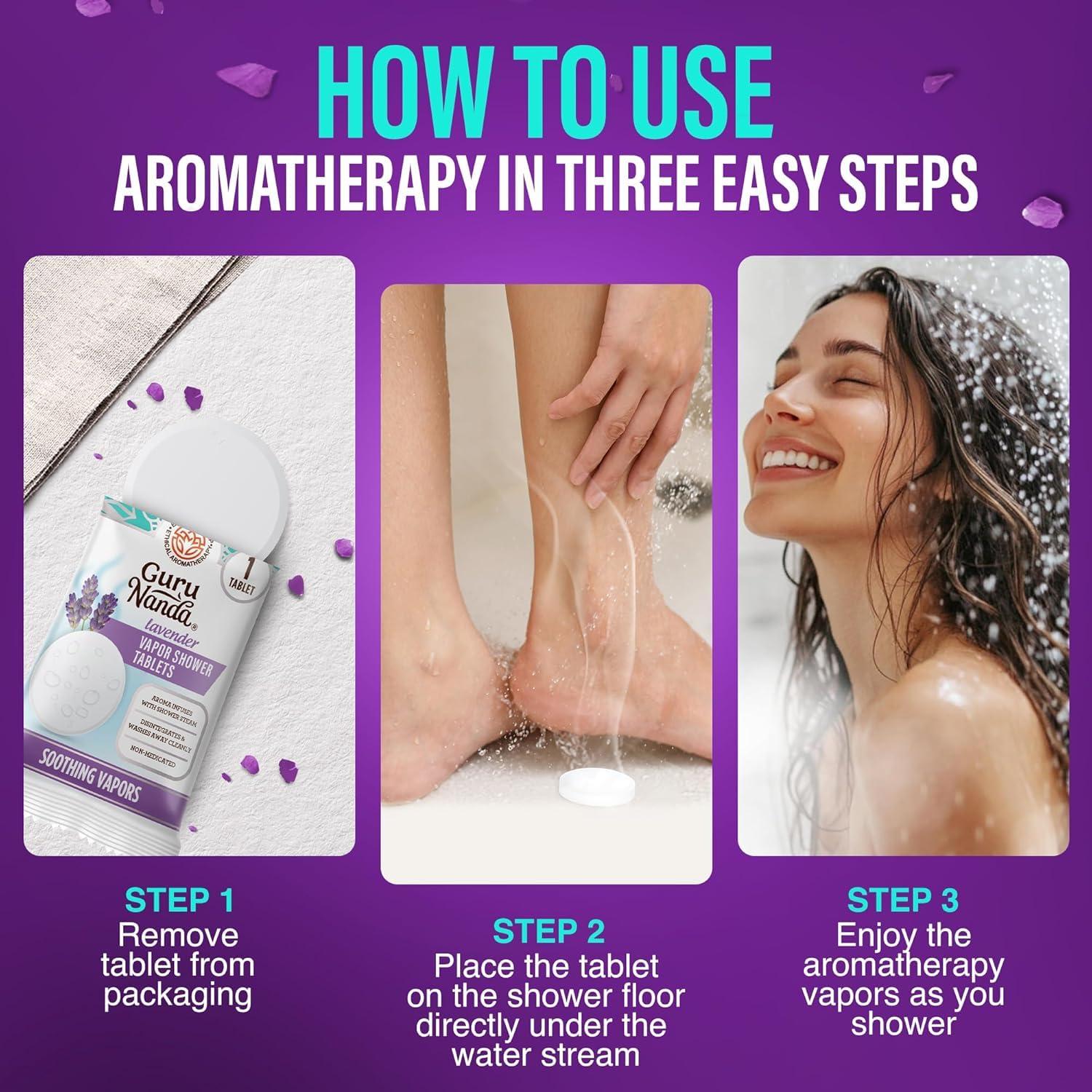 imageGuruNanda Lavender Vapor Shower Tablets CleanDissolving Aromatherapy Shower Steamers with Lavender amp Menthol Soothes amp Promotes Relaxation Ideal for Gifting 5 CountPack of 1