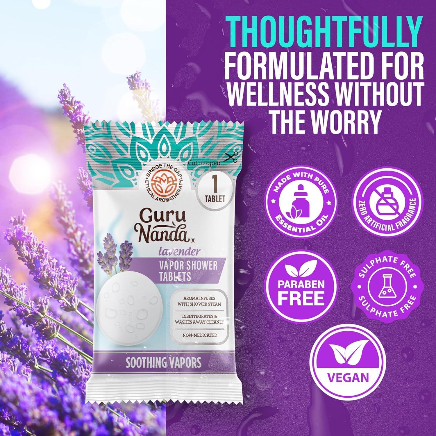 imageGuruNanda Lavender Vapor Shower Tablets CleanDissolving Aromatherapy Shower Steamers with Lavender amp Menthol Soothes amp Promotes Relaxation Ideal for Gifting 5 CountPack of 1