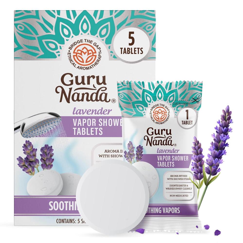 imageGuruNanda Lavender Vapor Shower Tablets CleanDissolving Aromatherapy Shower Steamers with Lavender amp Menthol Soothes amp Promotes Relaxation Ideal for Gifting 5 CountPack of 1