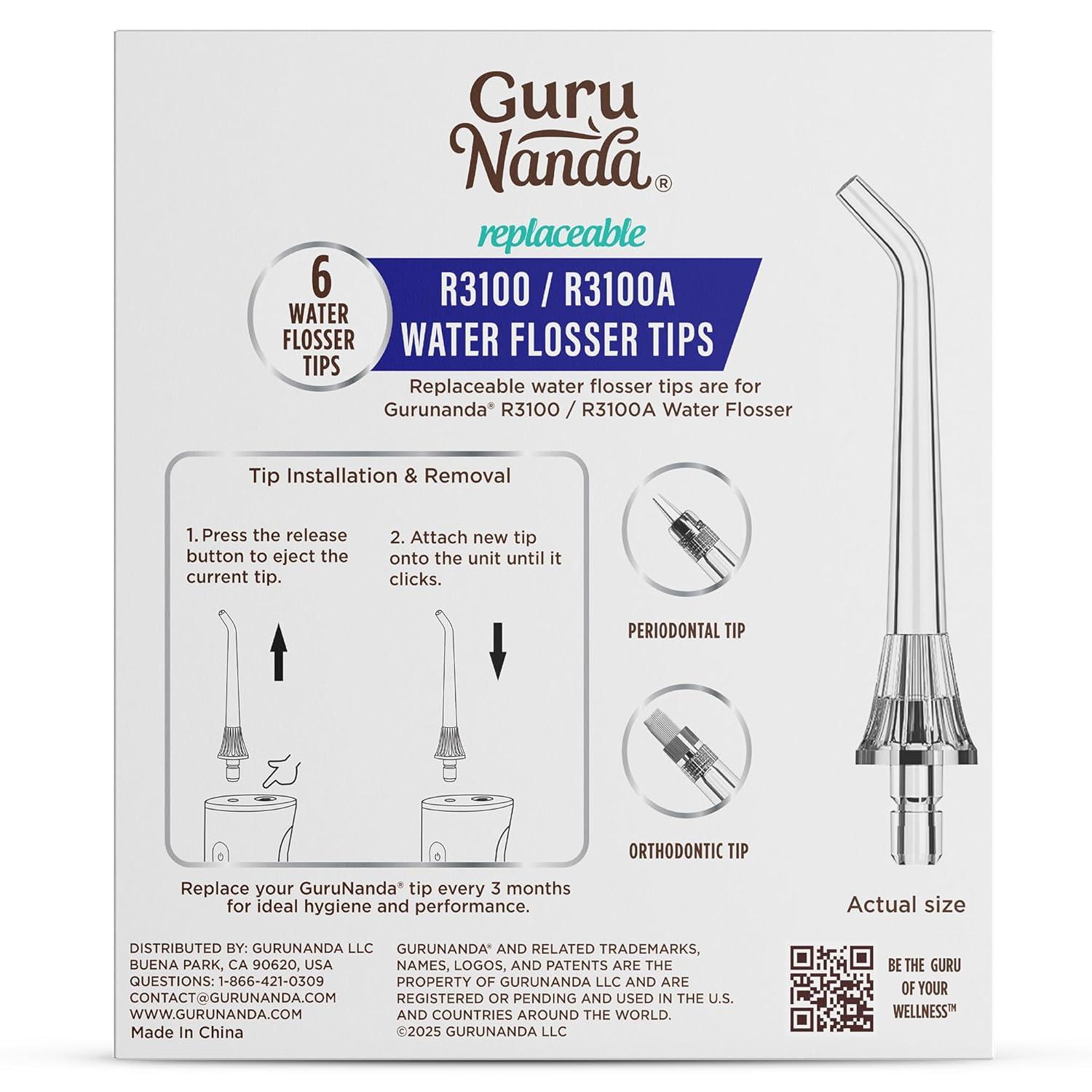 imageGuruNanda Replacement Water Flosser Tips for Model R3100R3100A 6 Count