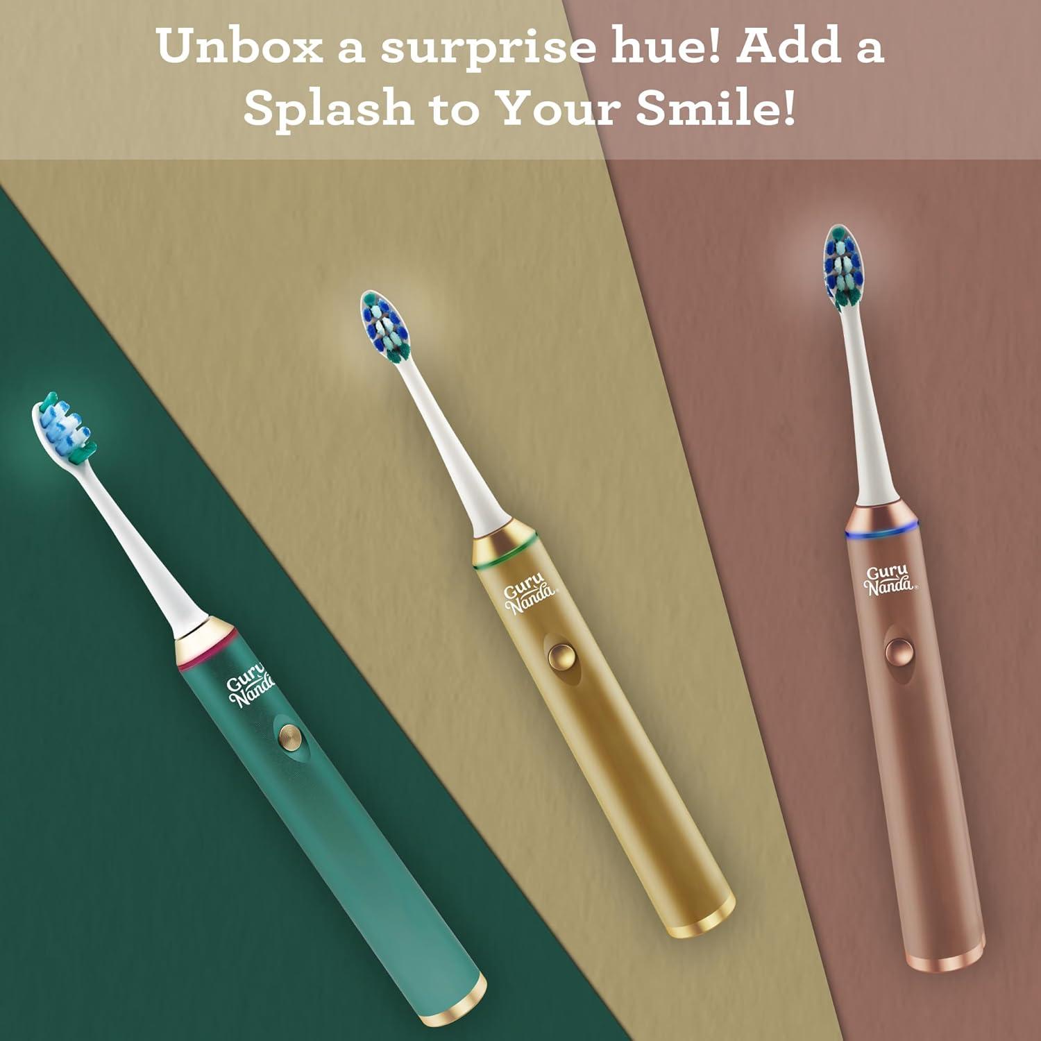 imageGuruNanda Steel Sonic Toothbrush Rechargeable 5 Modes 2 Min Smart Timer amp Replacement Brush Heads TealTeal