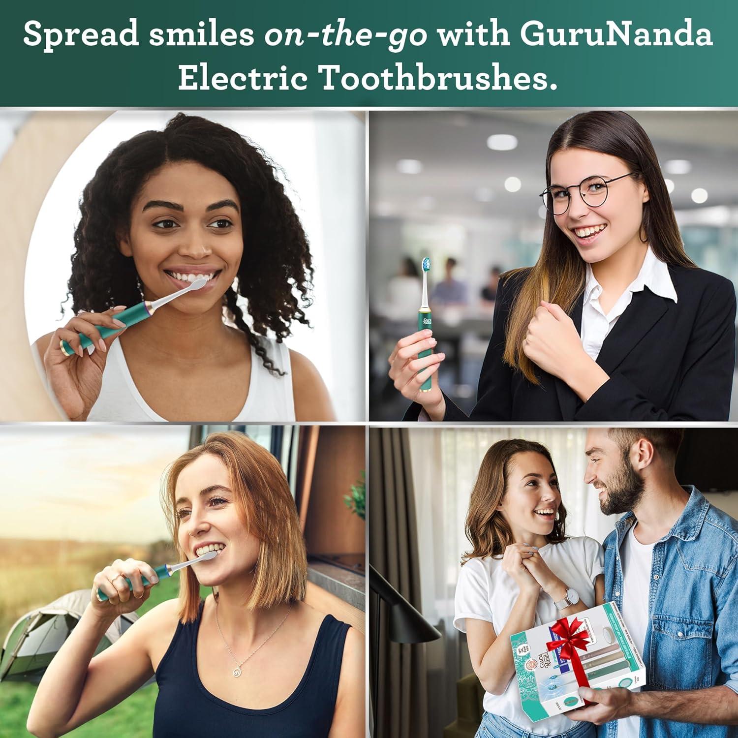 imageGuruNanda Steel Sonic Toothbrush Rechargeable 5 Modes 2 Min Smart Timer amp Replacement Brush Heads TealTeal