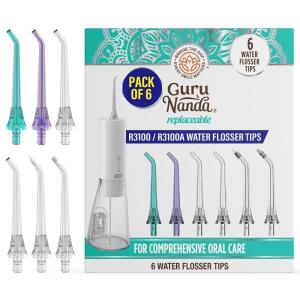 GuruNanda Replacement Water Flosser Tips for Model R3100/R3100A – 6 Count