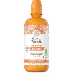 GuruNanda Dry Mouth Oral Rinse, Alcohol & Fluoride-Free Mouthwash for Dry Mouth Relief & Oral Comfort, Soothing Hydration with Fresh Mint Flavor, 33.8 fl oz/1 Liter(33.8 Fl Oz (Pack of 1))