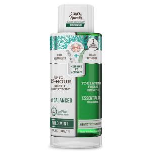 GuruNanda Dual Barrel Breath Harmonizer Mouthwash – Freshens Breath – Alcohol & Fluoride Free with Sodium Chlorite & Essential Oils – Wild Mint Flavor, 32 Fl Oz