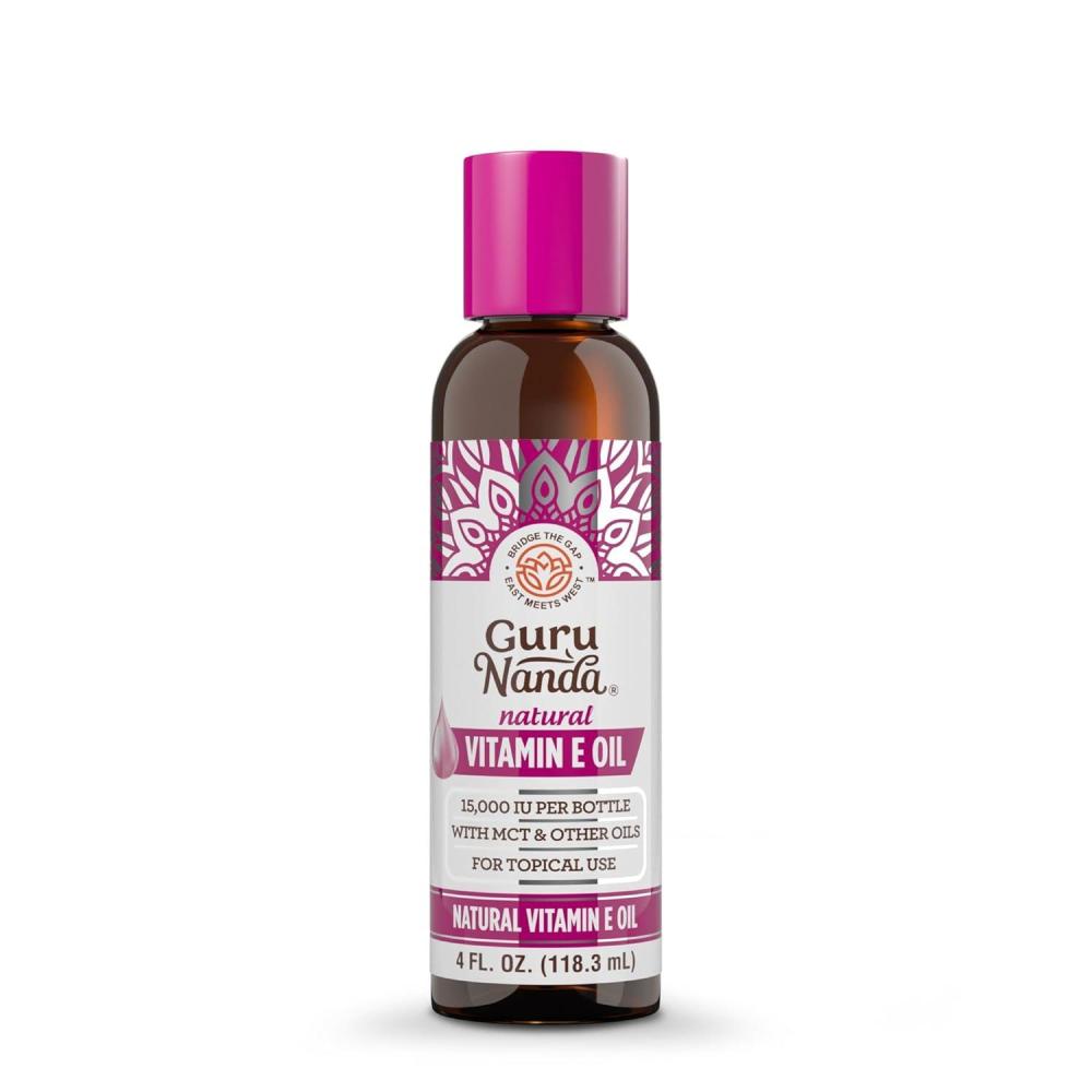 imageGuruNanda Vitamin E Oil 4 Fl Oz 15000 IU HexaneFree amp Pure Vitamin E Oil for Skin Nails Hair amp Face With MCT amp Lemon Oil to Help Nourish amp Moisturize NonGMO Vegan amp NoSoybean4 Fl Oz Pack of 1