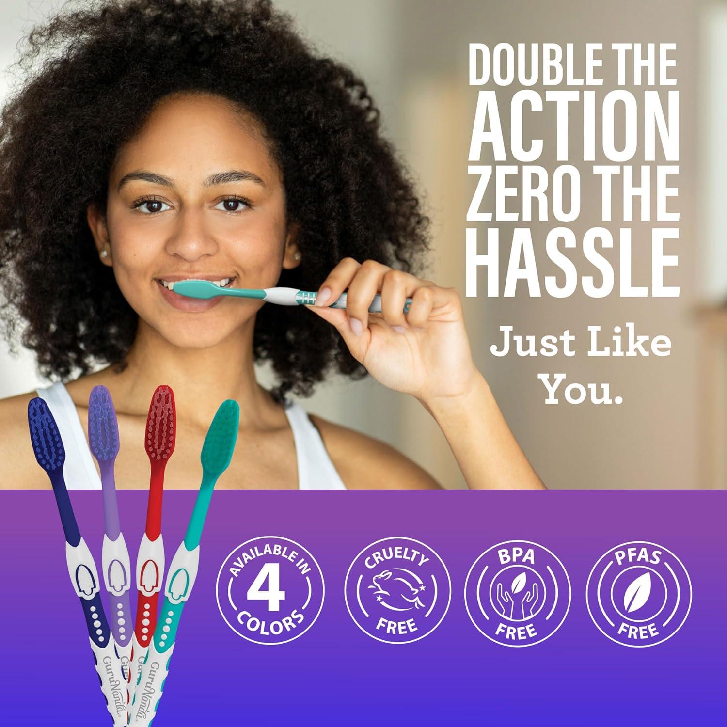 imageGuruNanda Floss Fusion Toothbrush with Dual Action Soft Flossing Bristles Ultrafine Tapered Bristles for Deeper Cleaning BPA amp PFASFree 8 CountPack of 8