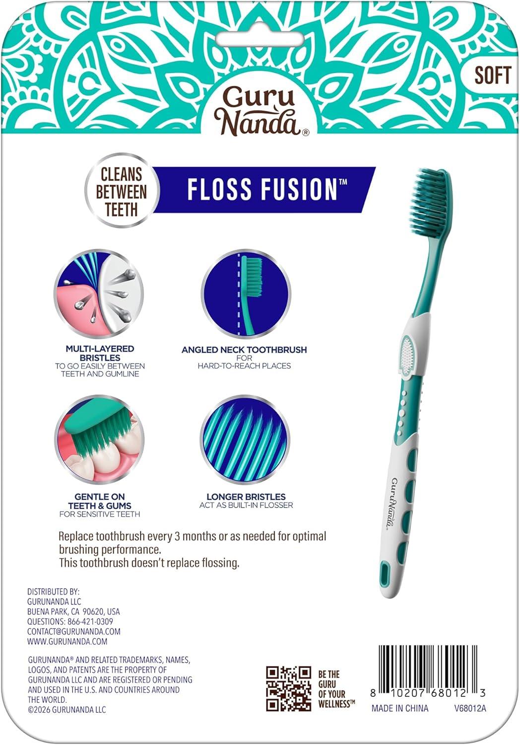 imageGuruNanda Floss Fusion Toothbrush with Dual Action Soft Flossing Bristles Ultrafine Tapered Bristles for Deeper Cleaning BPA amp PFASFree 8 CountPack of 8
