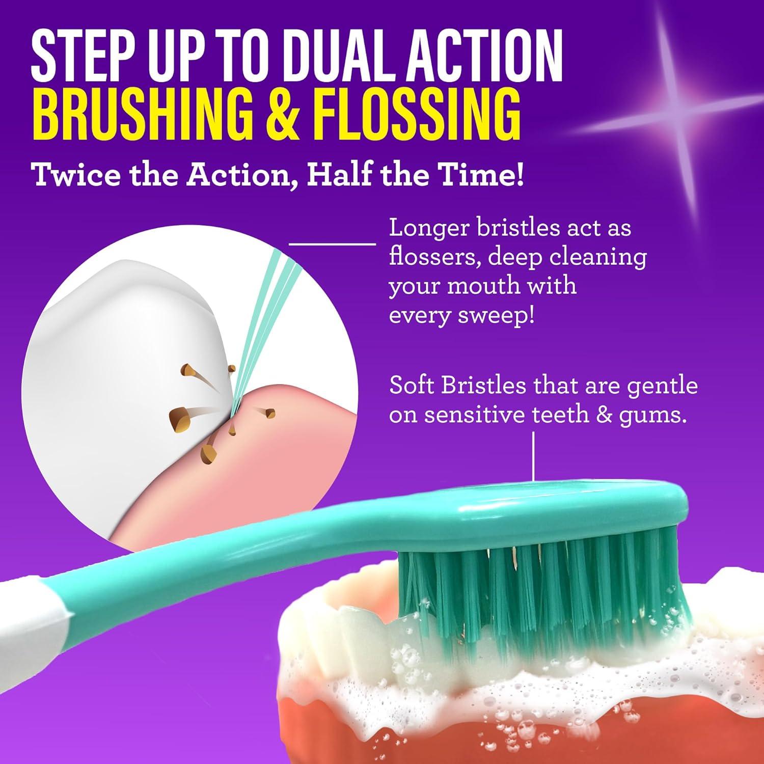 imageGuruNanda Floss Fusion Toothbrush with Dual Action Soft Flossing Bristles Ultrafine Tapered Bristles for Deeper Cleaning BPA amp PFASFree 8 CountPack of 8