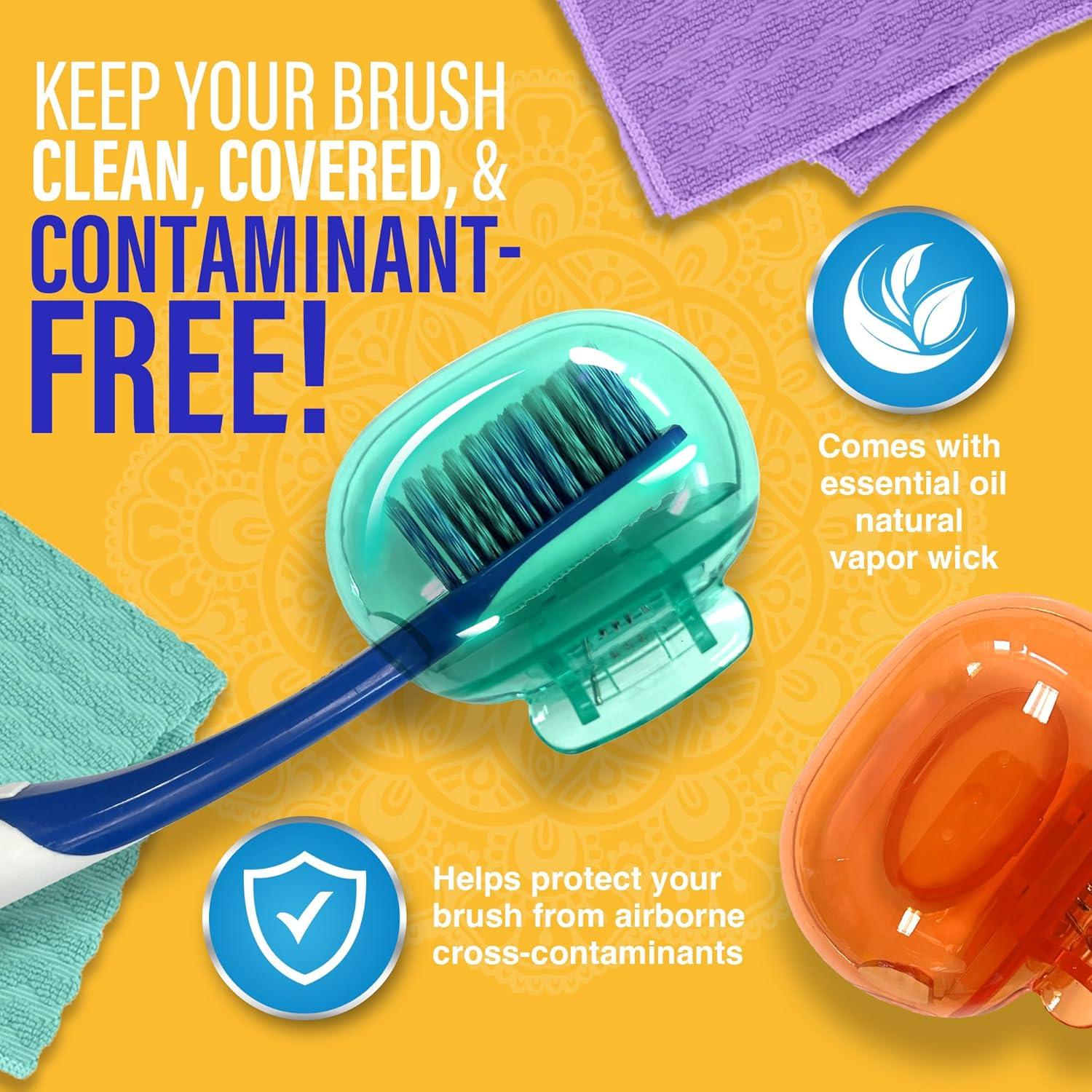 imageGuruNanda Brush Pods Toothbrush Cover for Manual amp Electric Toothbrush Keeps Toothbrush Fresh amp Clean Travel Accessories with Natural Essential Oil Vapors 6 Count