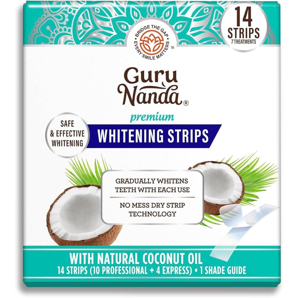 imageGuruNanda Teeth Whitening Strips  16Day Treatment with NonSlip Dry Strip Technology  Whitening Designed with Care for a Brighter Smile Pack of 214 Count Pack of 1