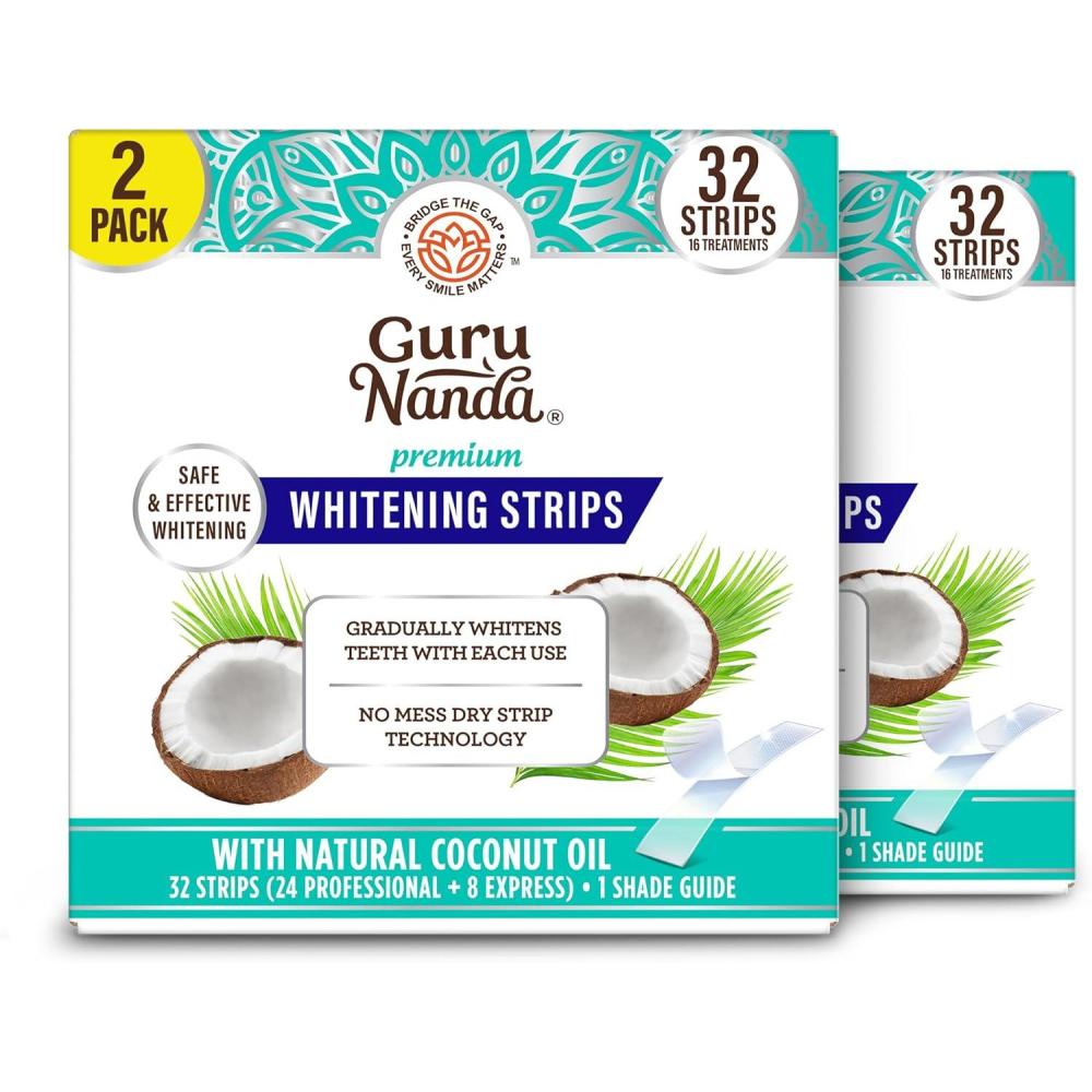 imageGuruNanda Teeth Whitening Strips  16Day Treatment with NonSlip Dry Strip Technology  Whitening Designed with Care for a Brighter Smile Pack of 232 Count Pack of 2