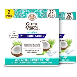 GuruNanda Teeth Whitening Strips – 16-Day Treatment with Non-Slip, Dry Strip Technology – Whitening Designed with Care for a Brighter Smile (Pack of 2)(32 Count (Pack of 2))