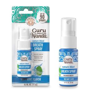 GuruNanda Nature Blast Breath Spray Wild Mint, Oral Mouth Freshener, Travel Size, 0.5 fl oz