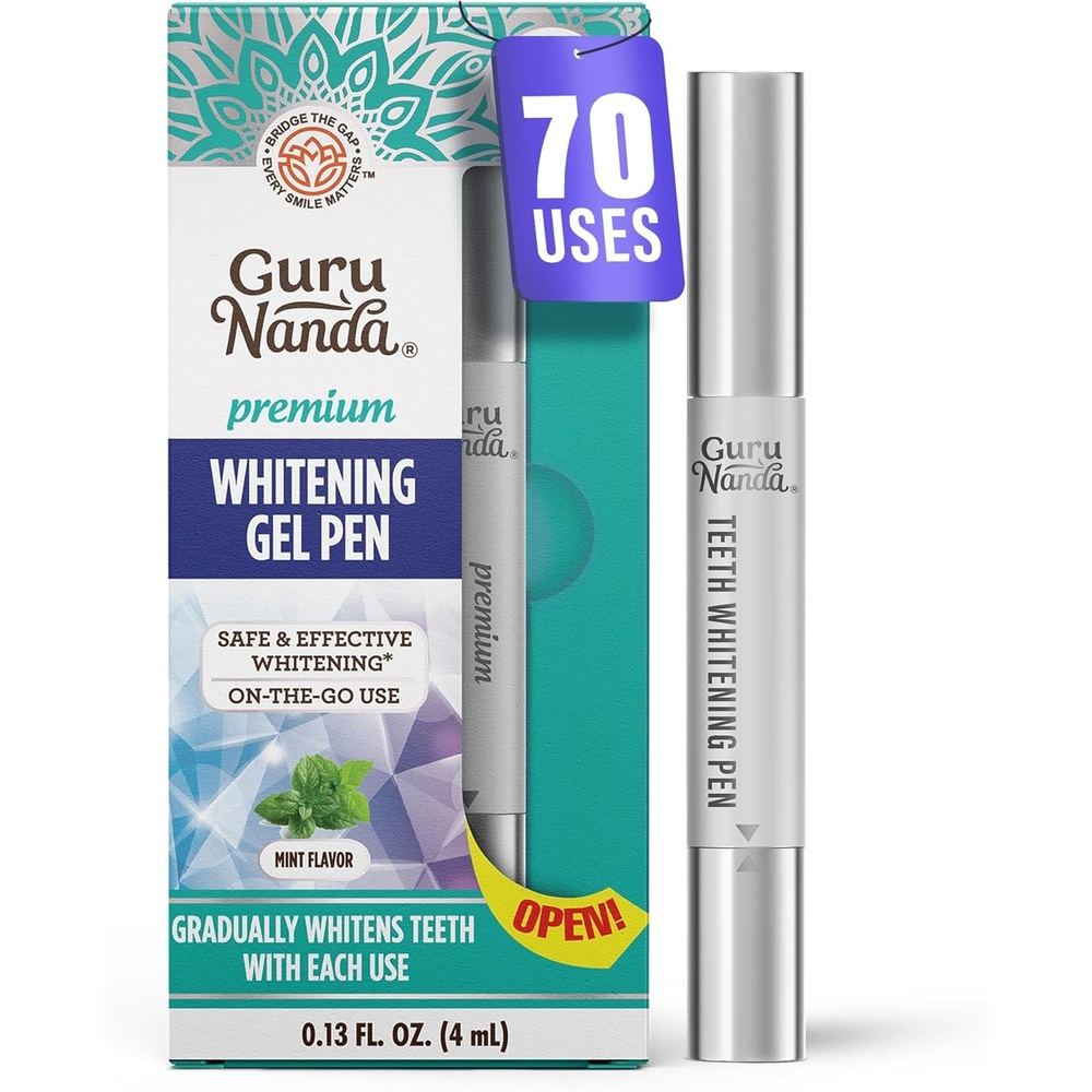 image:imageGuruNanda Teeth Whitening Pen Helps Remove Surface Stains from Coffee Tea amp Wine Up to 70 Uses Precision Brush Applicator TravelFriendly Whitening Gel Pen Mint Flavor 4 mL