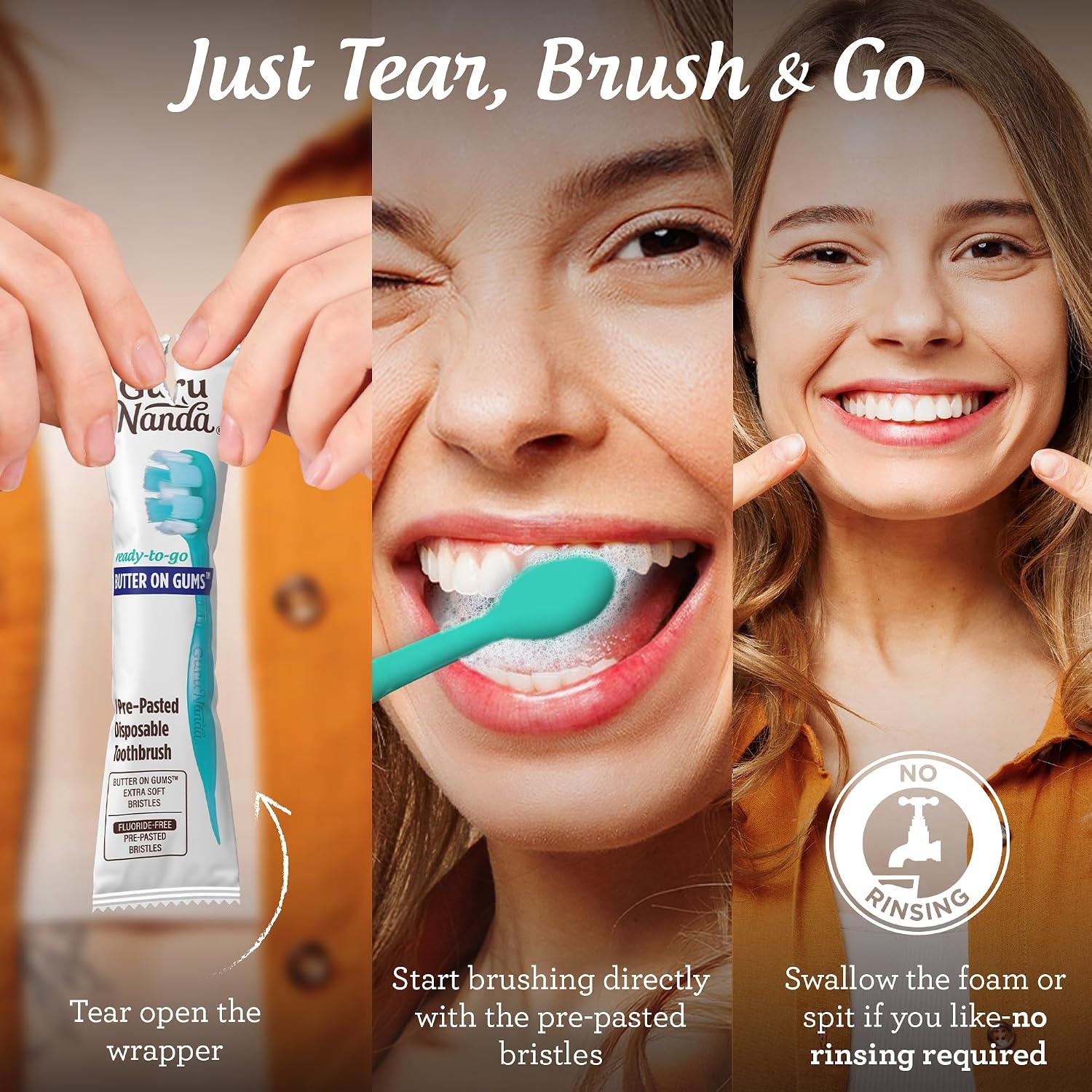 image:imageGuruNanda Disposable Travel Toothbrushes with Toothpaste amp Toothpick Prepasted ReadytoUse Mini Toothbrushes FluorideFree No Rinse Soft Bristles Individually Wrapped 14 Ct70 Count Pack of 1