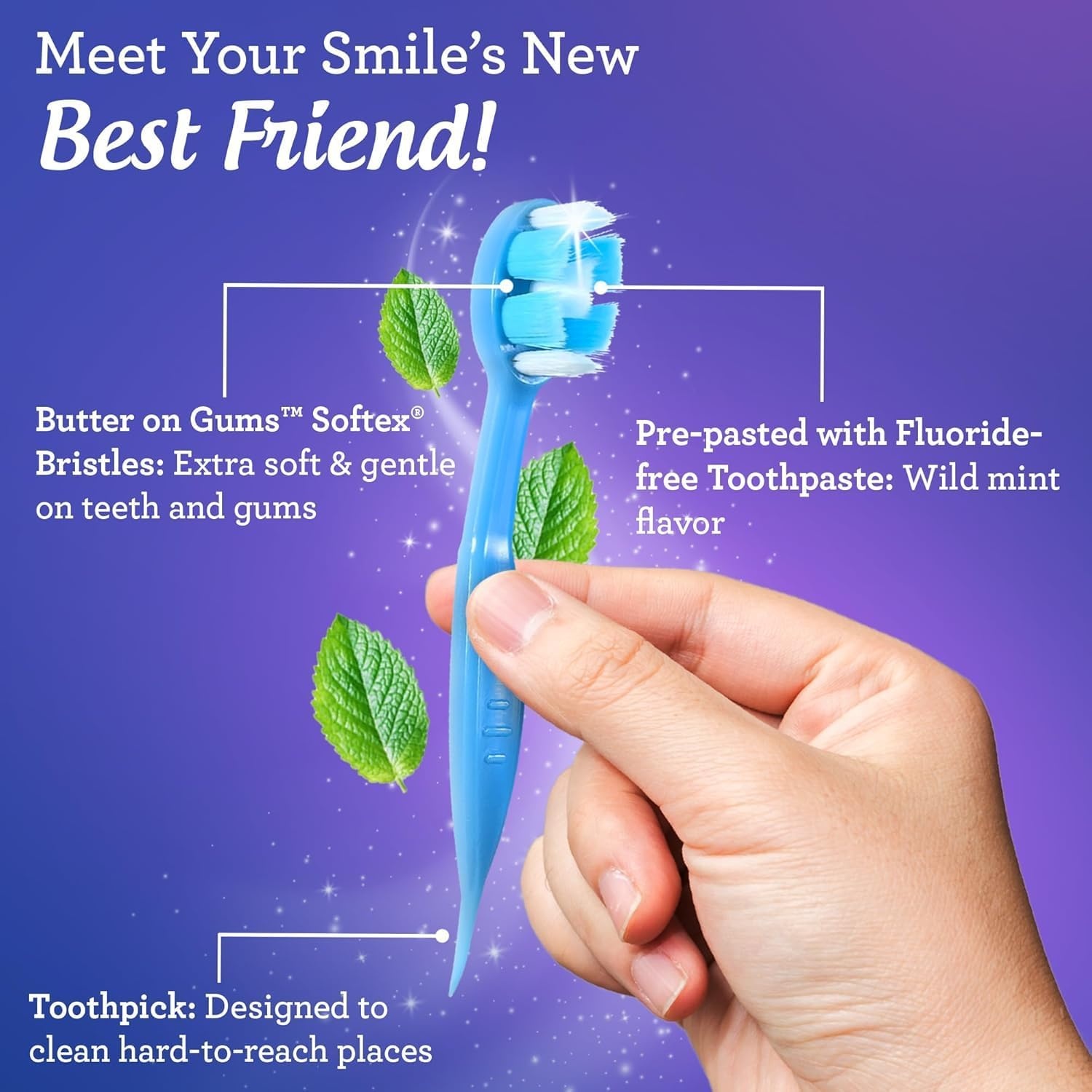 image:imageGuruNanda Disposable Travel Toothbrushes with Toothpaste amp Toothpick Prepasted ReadytoUse Mini Toothbrushes FluorideFree No Rinse Soft Bristles Individually Wrapped 14 Ct14 Count Pack of 1