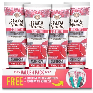 GuruNanda Sensitive Toothpaste – 5% Potassium Nitrate for Tooth Sensitivity Relief, with Nano-Hydroxyapatite, Xylitol & White Turmeric, with Toothpaste Squeezer, Natural Clove Mint, 4 Pack(4.2 Ounce (Pack of 4))