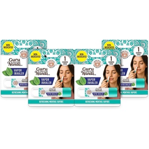 GuruNanda Vapor Inhaler Nasal Stick, with Essential Oils for Soothing Relief, Helps Clear Nasal Passages & Ease Stuffiness, Non-Medicated, 4 Count