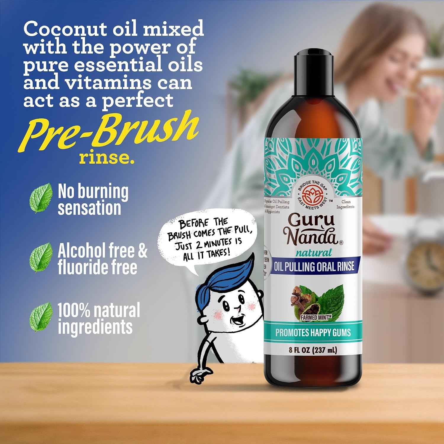 image:imageGuruNanda Daily Oral Care Bundle Hydroxyapatite Toothpaste amp Coconut Oil Pulling Mouthwash for Stronger Teeth amp Happier Gums