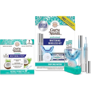 GuruNanda Ultimate Whitening Duo – Professional LED Whitening Kit & 7-Day Whitening Strips for Removing Surface Stains & Achieving a Brighter Smile On-The-go